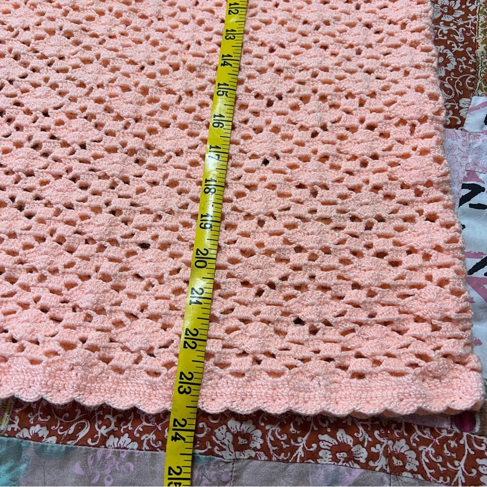 Vintage Crotchet Peach Sleeveless Top M - Picture 4 of 4
